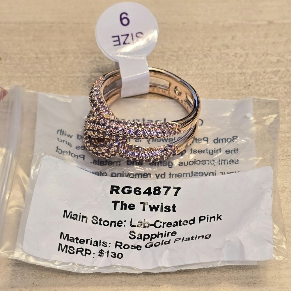 Bomb Party RG64877 Size 9 Ring - The Twist - Pink Sapphire on Rose Gold NEW - Picture 3 of 3